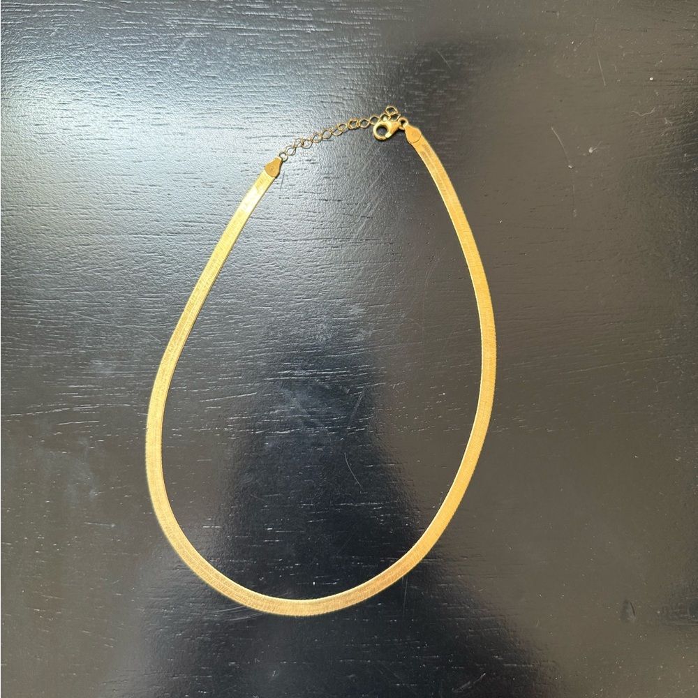 14k solid gold herringbone necklace.